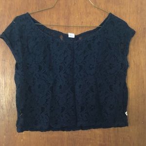 Lace navy blue crop top